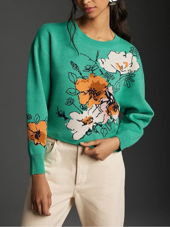 Maeve Sweaters - The Camryn Cropped Crewneck Sweater by Maeve